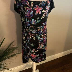 Floral Print Off Shoulder Guess Black Dress